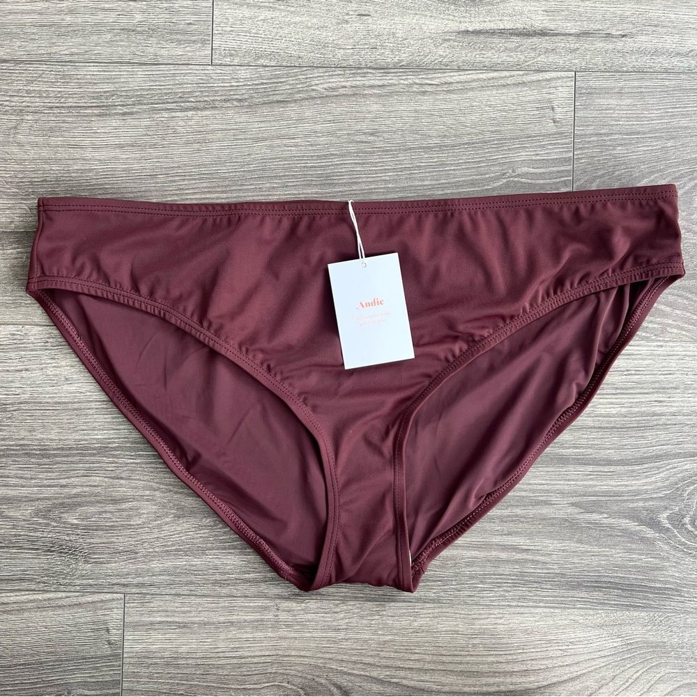 ANDIE Swim The Bikini Bottom XL Cacao Dark Brown Plum Classic Full Coverage NWT